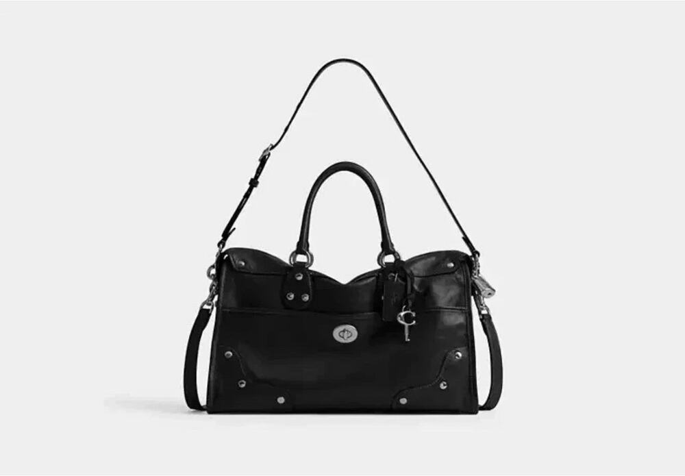 NWT Coach Rhyder Satchel Bag 38 Black with Silver Hardware CFN67